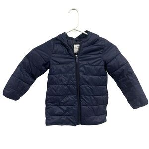 Old Navy Toddler 4T Light Puffer Coat Hooded Dinosaur Navy Blue